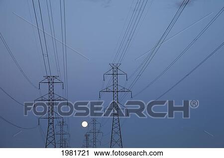 power transmission lines at dusk; beaumont alberta canada View Large Photo Image Stock Image - power transmission lines at dusk; beaumont alberta canada. Fotosearch