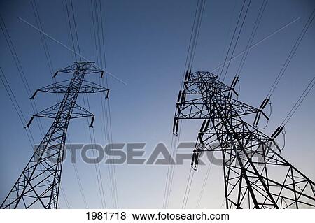 power transmission lines at dusk; beaumont alberta canada View Large Photo Image Stock Photo - power transmission lines at dusk; beaumont alberta canada. Fotosearch