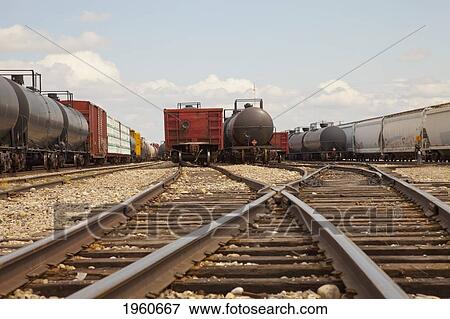 railway track and switching yard; edmonton, alberta, canada View Large Photo Image Stock Photo - railway track and switching yard; edmonton, alberta, canada. Fotosearch