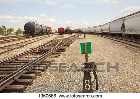 Stock Photograph - railway track and switching yard; edmonton, alberta, canada. Fotosearch