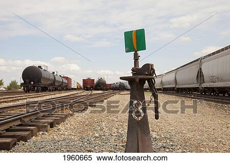 Stock Photography - railway track and switching yard; edmonton, alberta, canada. Fotosearch