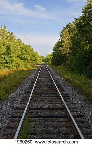 Stock Image - railway tracks; iron hill, quebec, canada. Fotosearch