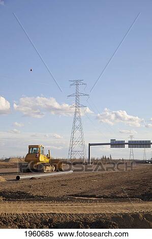 Stock Photography - road construction for new highway; edmonton, alberta, canada. Fotosearch