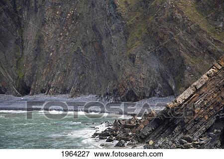 Stock Photo - rock bedding in the peninsula at hartland point; hartland, devon, england. Fotosearch