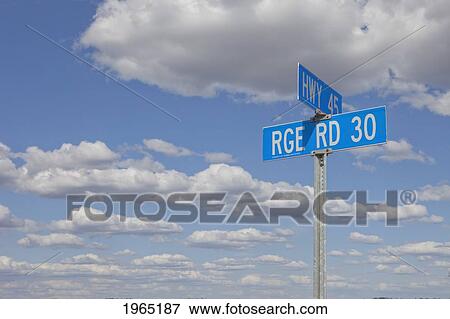 signs of two intersecting roads; alberta canada View Large Photo Image Stock Photo - signs of two intersecting roads; alberta canada. Fotosearch