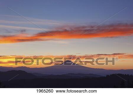 Stock Image - sunrise over mount hood; oregon united states of america. Fotosearch