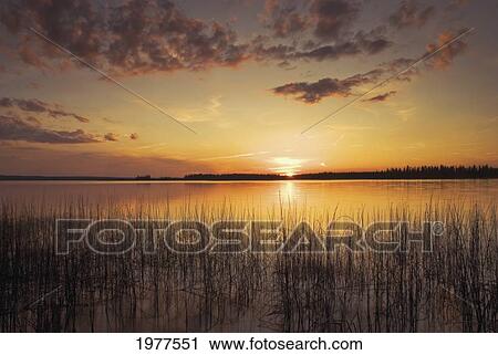 sunset on a lake; saskatchewan canada View Large Photo Image Stock Image - sunset on a lake; saskatchewan canada. Fotosearch