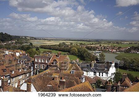tiled rooftops and pastures in the distance; rye, sussex, england View Large Photo Image Stock Photo - tiled rooftops and pastures in the distance; rye, sussex, england. Fotosearch