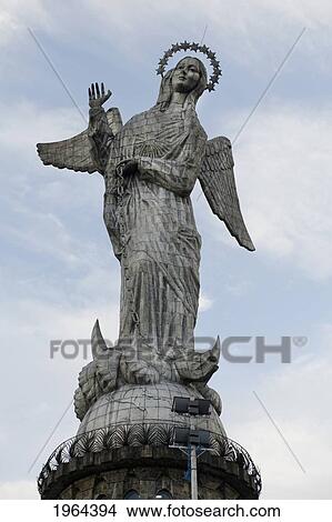 virgin of quito statue; quito, equador View Large Photo Image Picture - virgin of quito statue; quito, equador. Fotosearch