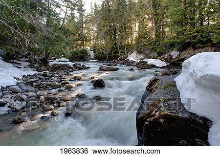 water in a stream flowing over rocks with snow on the shores; whistler, british columbia, canada View Large Photo Image Stock Photograph - water in a stream flowing over rocks with snow on the shores; whistler, british columbia, canada. Fotosearch