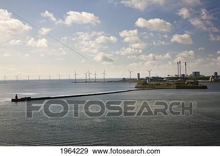 wind turbines off the coast; copenhagen, denmark View Large Photo Image Stock Photo - wind turbines off the coast; copenhagen, denmark. Fotosearch