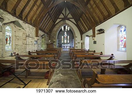 wooden benches and stained glass windows inside a church; ardnamurchan argyl scotland View Large Photo Image Stock Photo - wooden benches and stained glass windows inside a church; ardnamurchan argyl scotland. Fotosearch