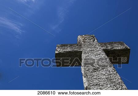Stock Image - A cross located at the historic st. peters anglican church; duncan vancouver island british columbia canada. Fotosearch