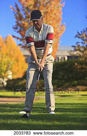 Stock Image - A Man Golfing At Lynnwood Golf Course; Lynnwood Washington United States Of America. Fotosearch
