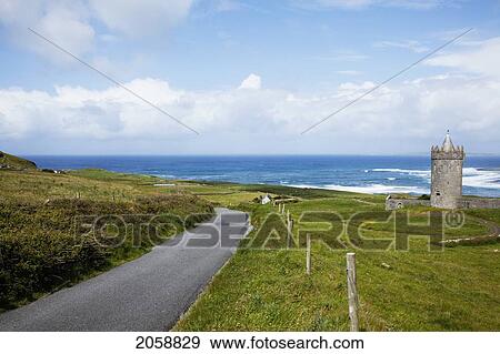 A Paved Road Running Along The Water Near Doolin; County Clare Ireland View Large Photo Image Stock Photo - A Paved Road Running Along The Water Near Doolin; County Clare Ireland. Fotosearch