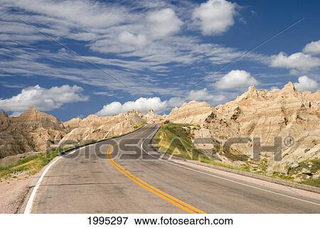 A Road Going Through Badlands National Park; South Dakota United States Of America View Large Photo Image Stock Photo - A Road Going Through Badlands National Park; South Dakota United States Of America. Fotosearch
