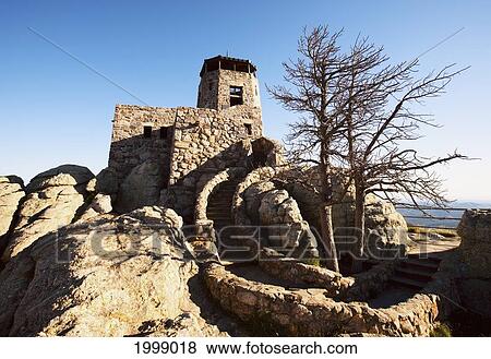 A Stone Building At A Lookout Point At Harney Peak; Black Hills South Dakota United States Of America View Large Photo Image Stock Photo - A Stone Building At A Lookout Point At Harney Peak; Black Hills South Dakota United States Of America. Fotosearch