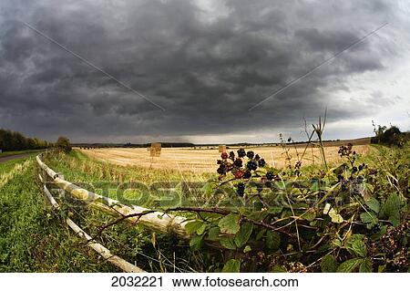 A Wooden Rail Fence Along The Edge Of A Farm Field Under Storm Clouds; Northumberland England View Large Photo Image Stock Image - A Wooden Rail Fence Along The Edge Of A Farm Field Under Storm Clouds; Northumberland England. Fotosearch