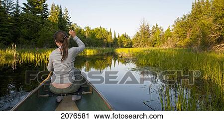 A young woman rowing through tranquil water; lake of the woods ontario canada View Large Photo Image Stock Image - A young woman rowing through tranquil water; lake of the woods ontario canada. Fotosearch