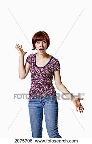 Stock Photograph - A Young Woman With A Surprised Look. Fotosearch
