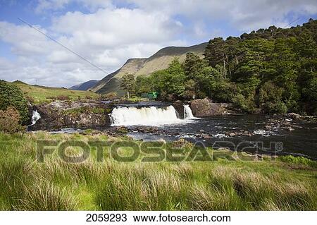 Stock Image - Aasleagh Waterfall; County Mayo Ireland. Fotosearch
