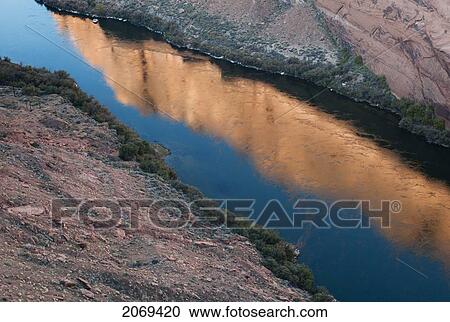 Cliffs Reflected In The Colorado River; Arizona United States Of America View Large Photo Image Stock Image - Cliffs Reflected In The Colorado River; Arizona United States Of America. Fotosearch