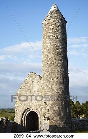 Clonmacnoise Roundtower; County Offaly Ireland View Large Photo Image Picture - Clonmacnoise Roundtower; County Offaly Ireland. Fotosearch