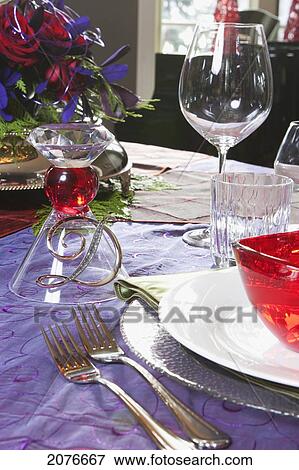 Close up of decorative christmas table setting; calgary alberta canada View Large Photo Image Stock Photo - Close up of decorative christmas table setting; calgary alberta canada. Fotosearch