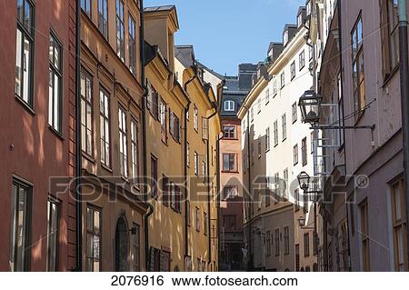 Colourful buildings in old town; stockholm sweden View Large Photo Image Stock Photograph - Colourful buildings in old town; stockholm sweden. Fotosearch