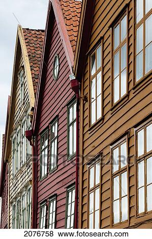 Colourful houses in a row; bergen norway View Large Photo Image Stock Photo - Colourful houses in a row; bergen norway. Fotosearch