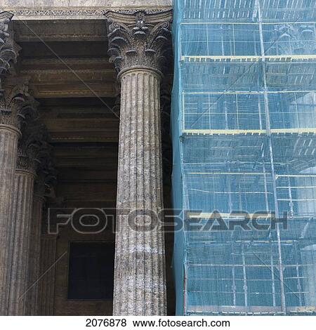 Covered scaffolding beside a column on the cathedral of our lady of kazan; st. petersburg russia View Large Photo Image Stock Photo - Covered scaffolding beside a column on the cathedral of our lady of kazan; st. petersburg russia. Fotosearch