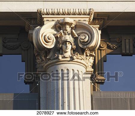 Decorative ionic capital on column of facade of instituto cervantes; madrid spain View Large Photo Image Stock Photo - Decorative ionic capital on column of facade of instituto cervantes; madrid spain. Fotosearch