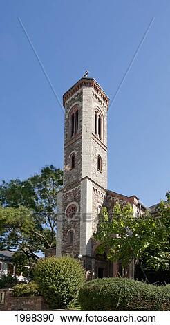 Stock Image - First Protestant Church In The Rheingau Built By Ludwig Hoffmann In 1855; Rudesheim Am Rhein Rheingau-Taunus-Kreis Germany. Fotosearch