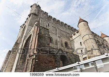 Stock Photo - Gravensteen The Castle Of The Counts Of Flanders; Ghent Oost-Vlaanderen Belgium. Fotosearch