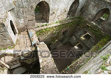 High Angle View Of Historic Stone Buildings Covered In Moss; Ireland View Large Photo Image Stock Photography - High Angle View Of Historic Stone Buildings Covered In Moss; Ireland. Fotosearch
