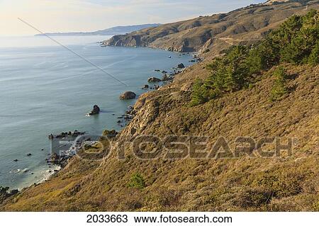 Stock Image - Hills Along The Coastline; San Francisco California United States Of America. Fotosearch