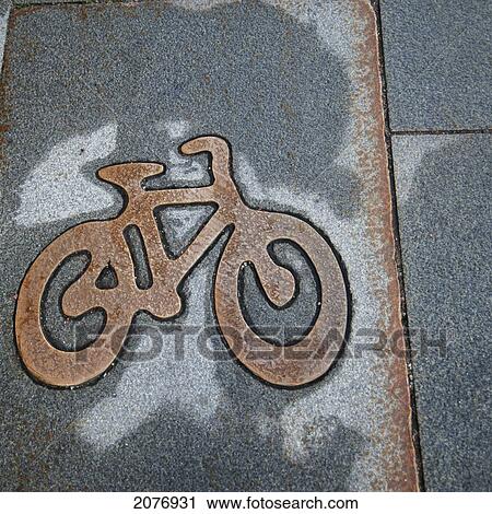 Stock Image - Image of a bicycle on a sidewalk; stockholm sweden. Fotosearch