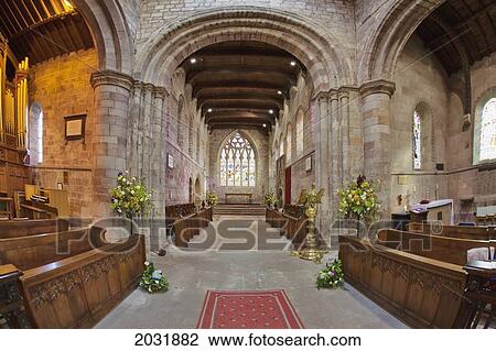 Stock Image - Interior Of A Church; Northumberland England. Fotosearch