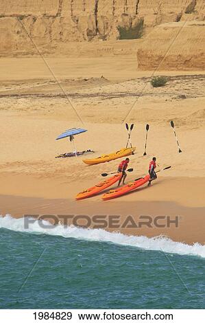 Stock Photo - Kayakers At Santa Maria Bay Near San Jose Del Cabo Los Cabos Area; Baja California Sur Mexico. Fotosearch