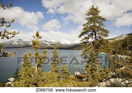 Lake Tahoe With Mountain Range; Nevada United States Of America View Large Photo Image Stock Photo - Lake Tahoe With Mountain Range; Nevada United States Of America. Fotosearch