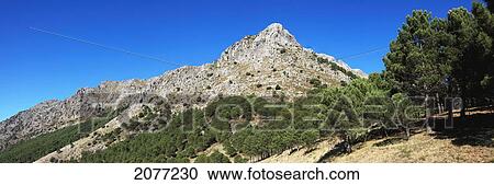 Landscape with a peak in the mountain range sierra del pinar against a blue sky; andalusia spain View Large Photo Image Stock Image - Landscape with a peak in the mountain range sierra del pinar against a blue sky; andalusia spain. Fotosearch