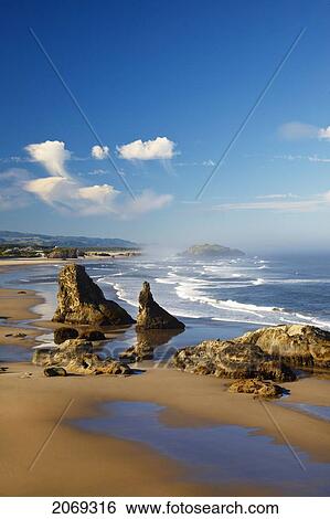 Morning Light Adds Beauty To Rock Formations At Bandon State Park; Oregon United States Of America View Large Photo Image Stock Photograph - Morning Light Adds Beauty To Rock Formations At Bandon State Park; Oregon United States Of America. Fotosearch