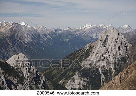 Mountain Peaks And Valley Floor From On Top Of A Mountain; Alberta Canada View Large Photo Image Stock Photograph - Mountain Peaks And Valley Floor From On Top Of A Mountain; Alberta Canada. Fotosearch
