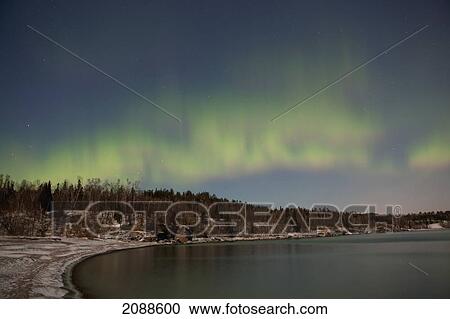 Northern lights aurora borealis over lake superior; thunder bay ontario canada View Large Photo Image Stock Image - Northern lights aurora borealis over lake superior; thunder bay ontario canada. Fotosearch