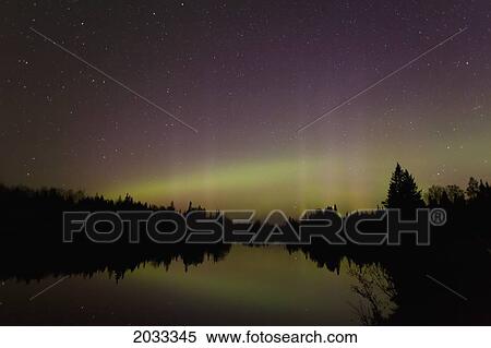 Northern Lights Aurora Borealis Over Water; Thunder Bay Ontario Canada View Large Photo Image Stock Photography - Northern Lights Aurora Borealis Over Water; Thunder Bay Ontario Canada. Fotosearch