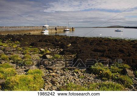 Stock Image - Pier And Boats In The Harbour; Ballyvaughan County Clare Ireland. Fotosearch