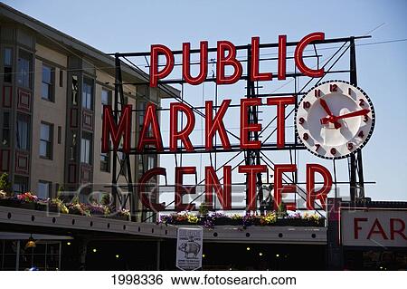 Pike Place Market; Seattle Washington United States Of America View Large Photo Image Stock Photograph - Pike Place Market; Seattle Washington United States Of America. Fotosearch
