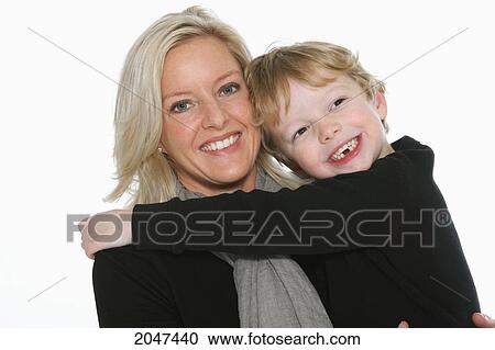 Stock Image - Portrait Of A Mother Holding Her Son; Portland Oregon United States Of America. Fotosearch