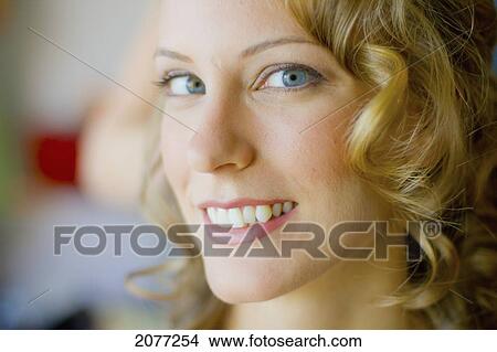 Portrait of a woman with blond hair and blue eyes; vancouver british columbia canada View Large Photo Image Picture - Portrait of a woman with blond hair and blue eyes; vancouver british columbia canada. Fotosearch
