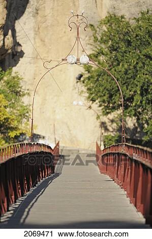Stock Image - Puente De San Pablo Over The River Huecar Gorge; Cuenca Castile La Mancha Spain. Fotosearch